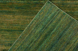 Rug & Kilim's Modern Textural Rug In Green, Yellow Solid-Stripe Pattern