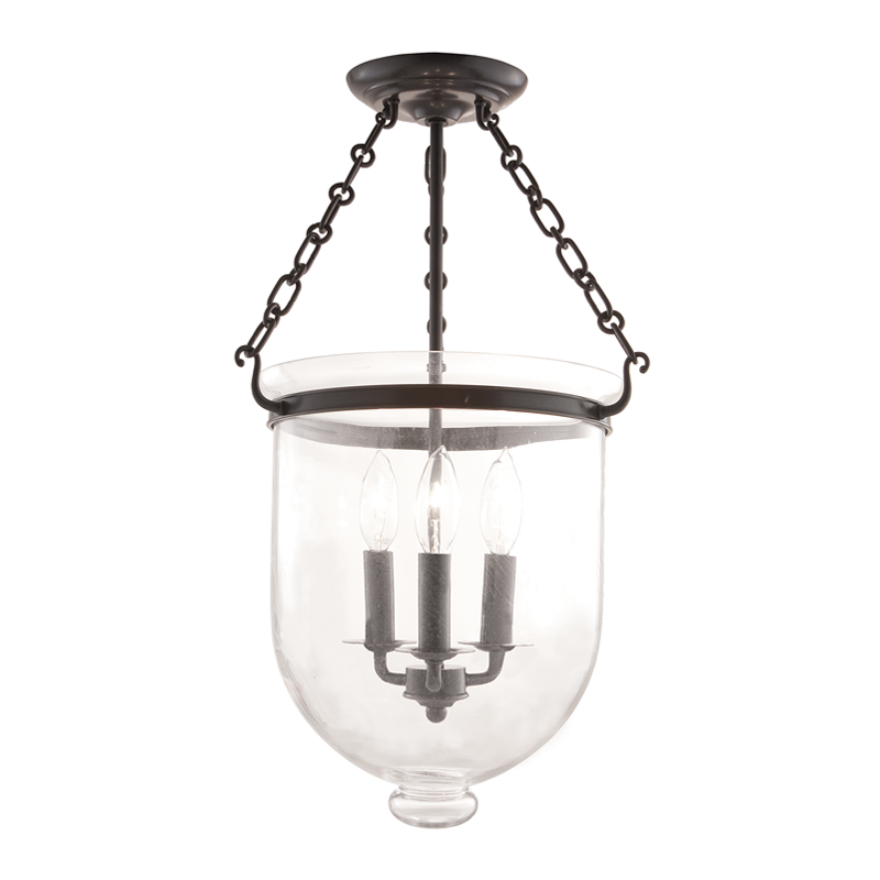 Hampton Semi Flush Glass Option 1, 12" - Old Bronze