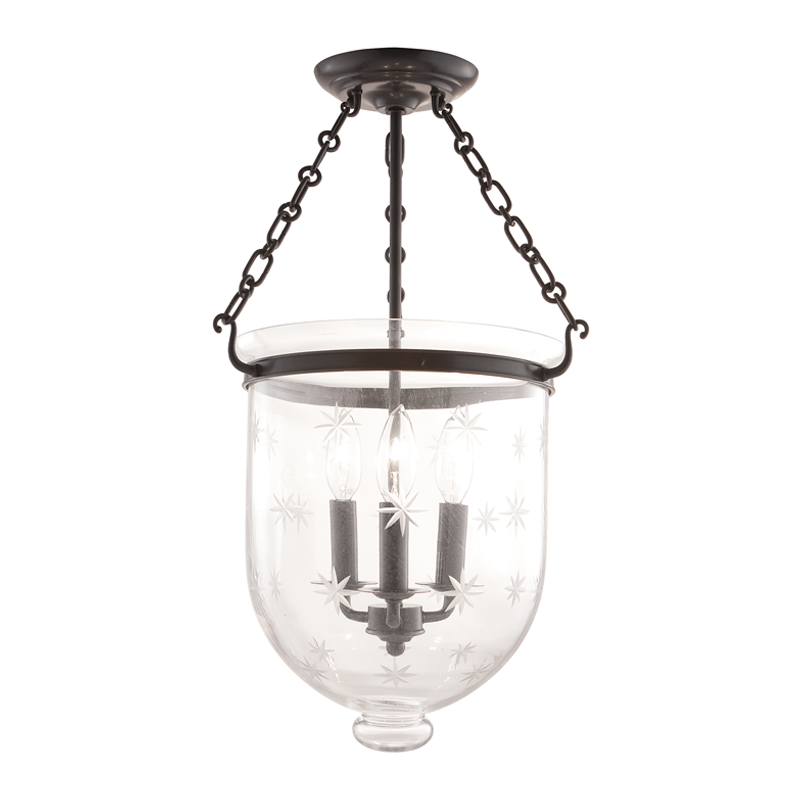 Hampton Semi Flush Glass Option 3, 12" - Old Bronze