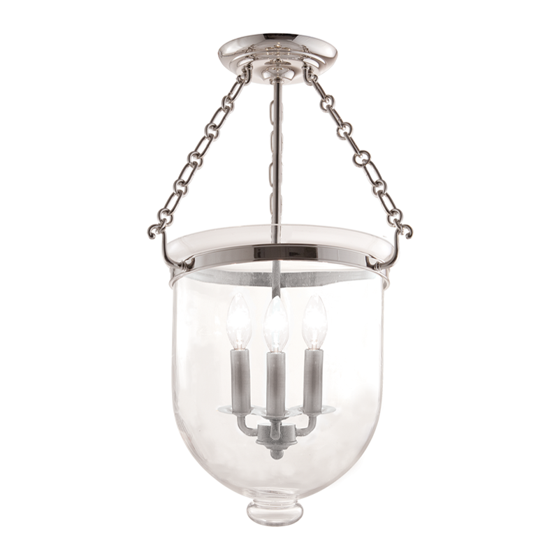 Hampton Semi Flush Glass Option 1, 12" - Polished Nickel