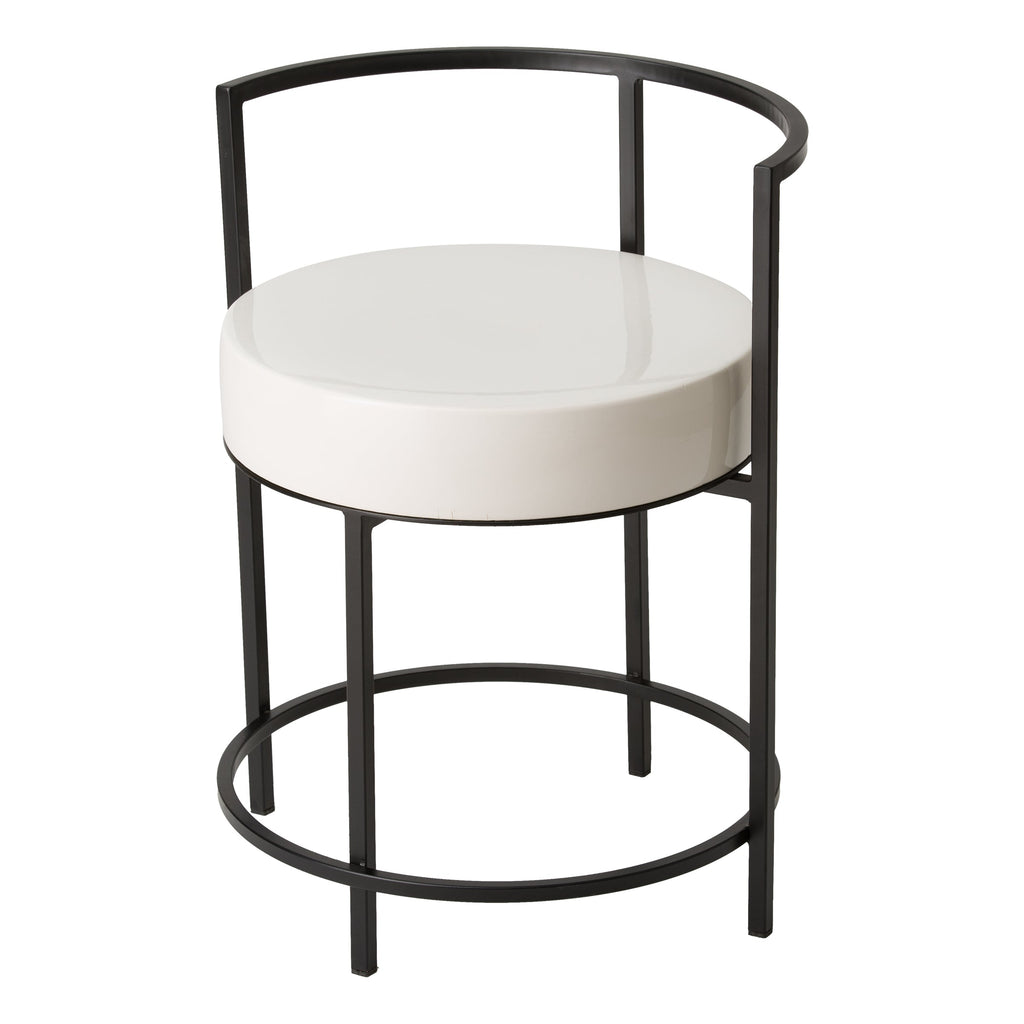 Metal Chair, Black W/White Ceramic 19.5x25"H