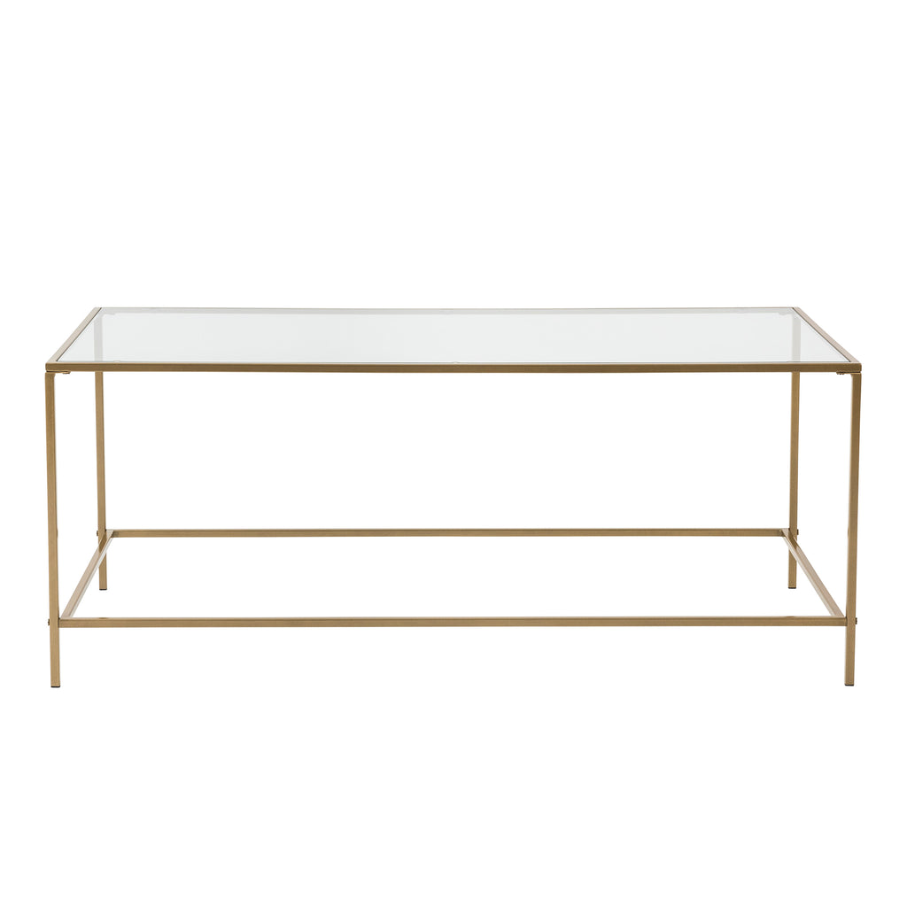 Arvi 44" Coffee Table - Clear Glass,Brass Base