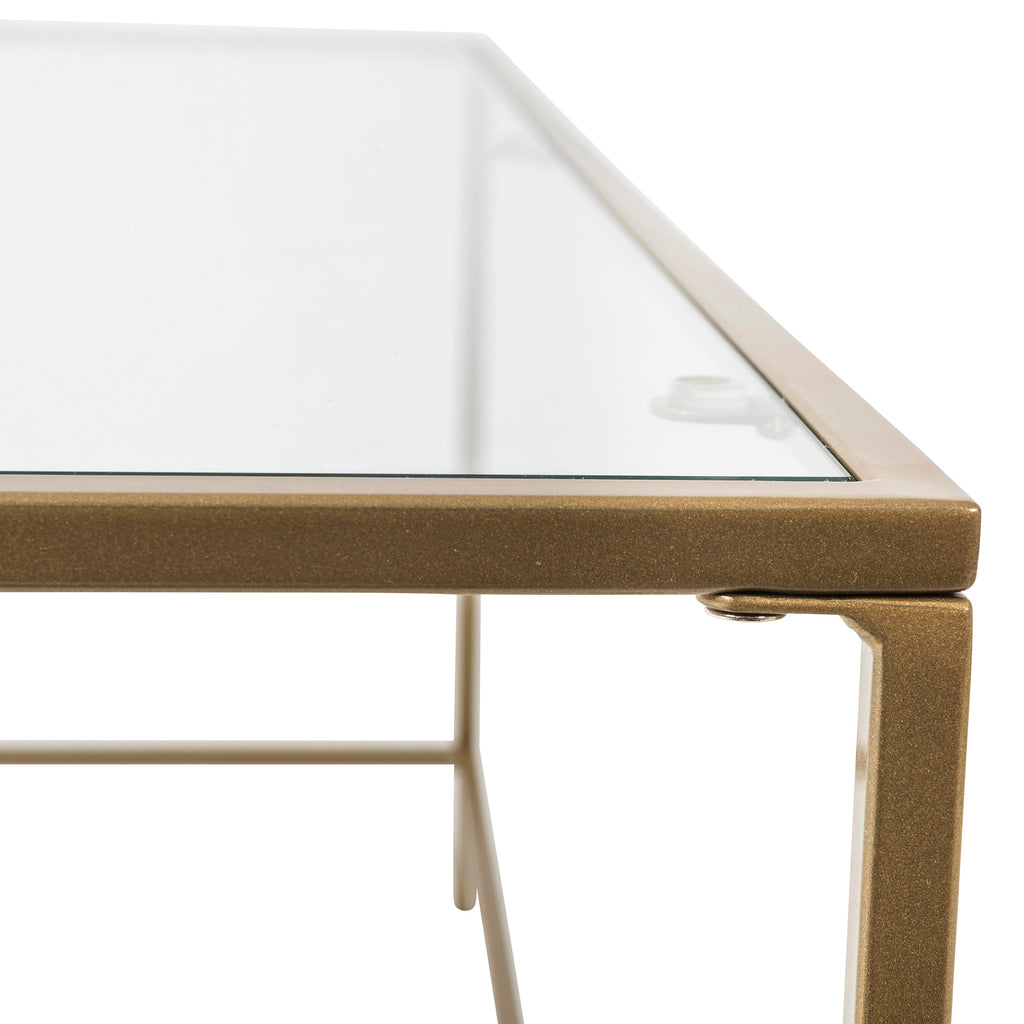 Arvi 44" Coffee Table - Clear Glass,Brass Base