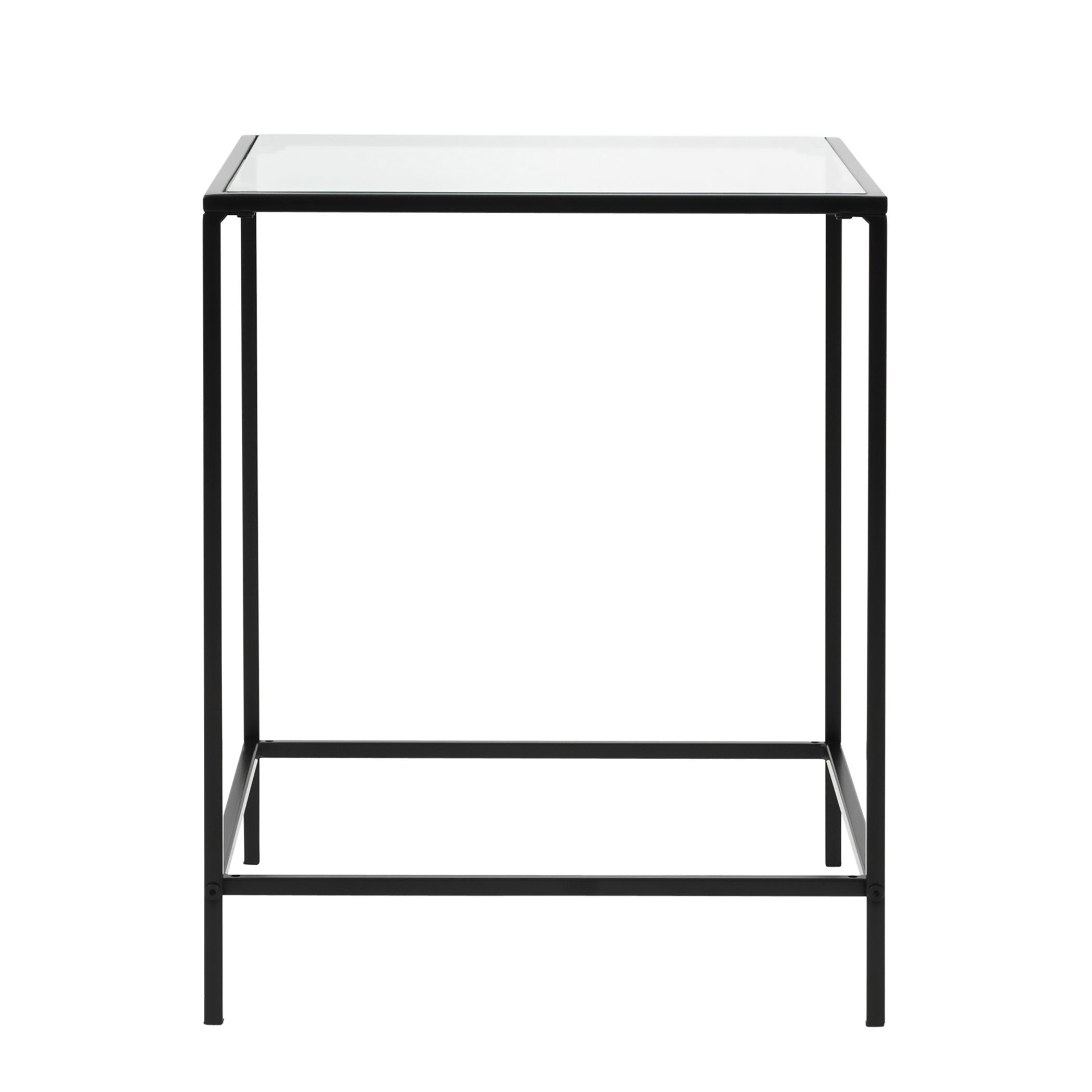 glass and steel side table