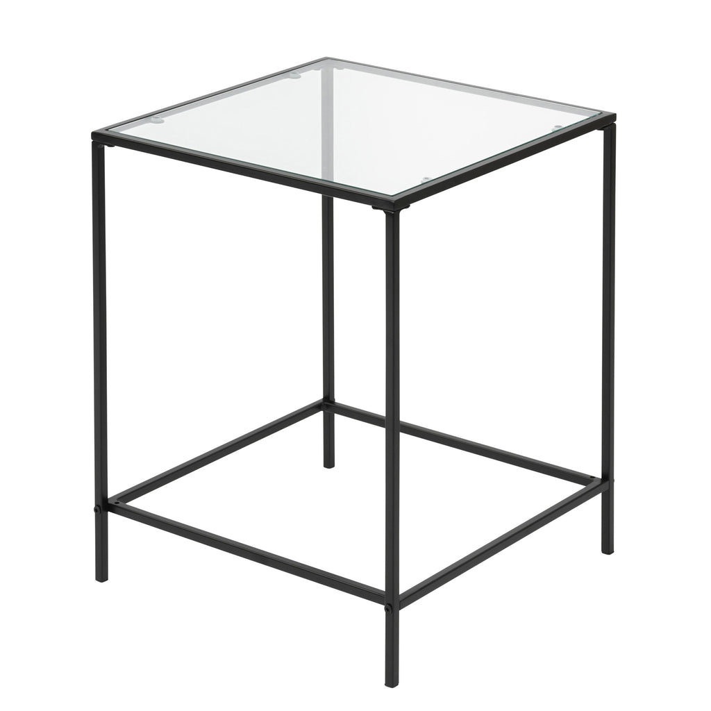 Arvi 18" Side Table - Clear Glass,Black Base