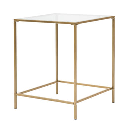 Arvi 18" Side Table - Clear Glass,Brass Base
