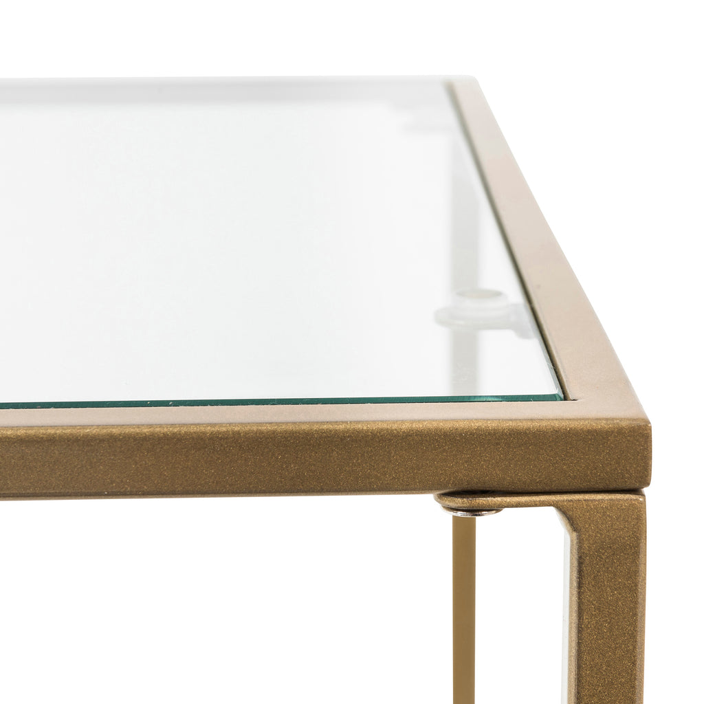 Arvi 18" Side Table - Clear Glass,Brass Base