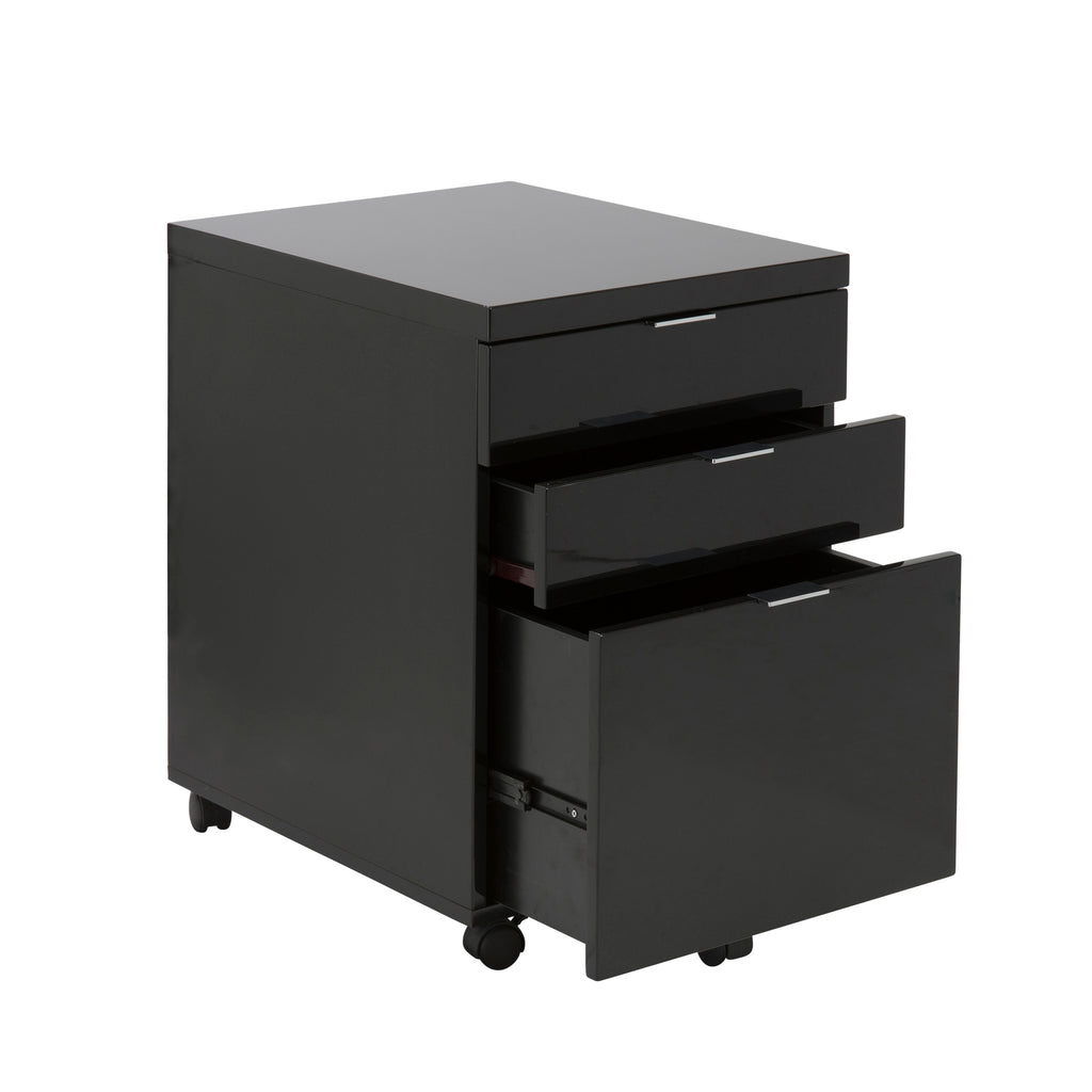 Gilbert 3 Drawer File Cabinet - Black