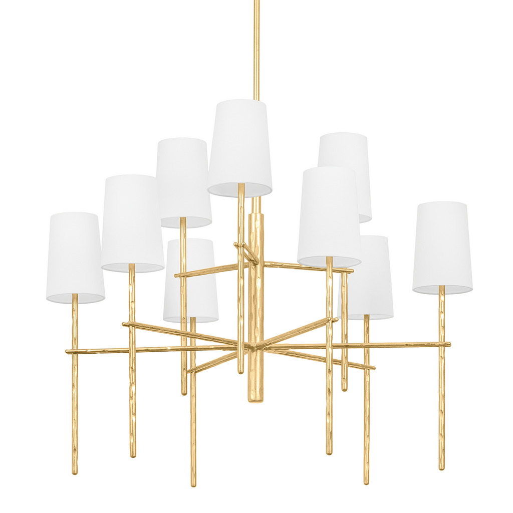 River Nine Light Chandelier - Vintage Gold Leaf