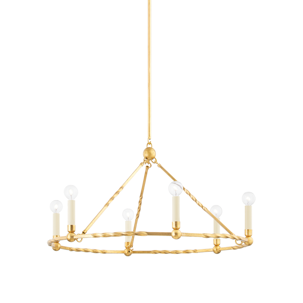 Josephine 6 Light Chandelier - Vintage Gold Leaf