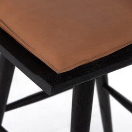 Ripley Stool with Cushion-Black Oak-Bar, Whiskey Saddle by Four Hands