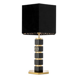 Table Lamp Hexagon Black Marble Including Shade