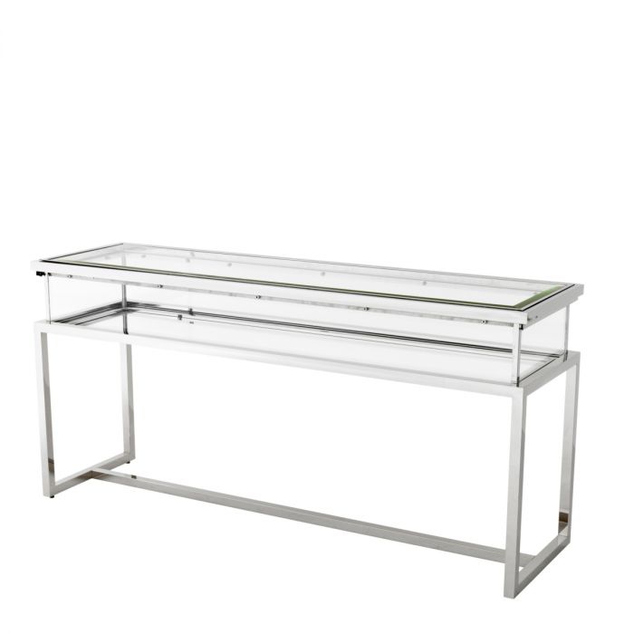 Console Table Harvey Sliding Top Polished Stainless Steel