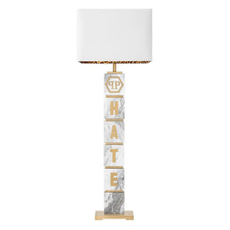 Floor Lamp King White Marble Including Shade