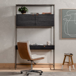 Trey Modular Wall Desk-Black Wash Poplar by Four Hands