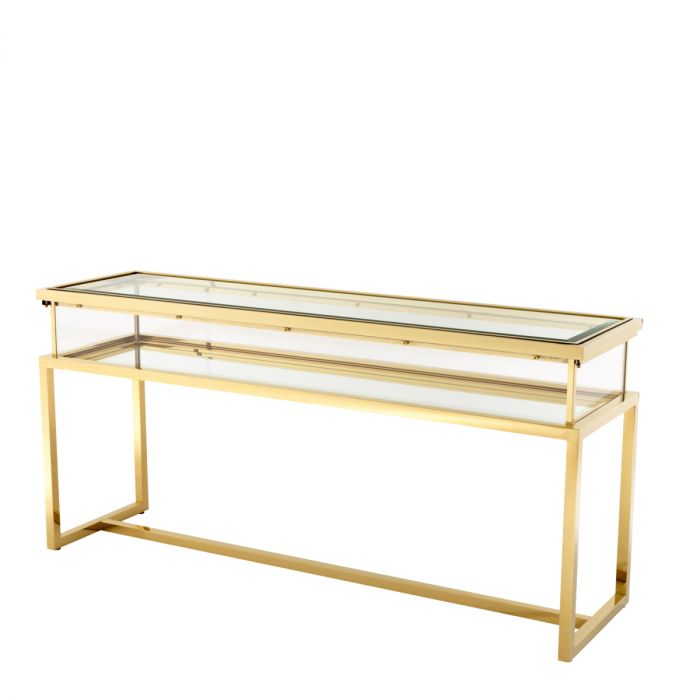 Console Table Harvey Sliding Top Gold Finish