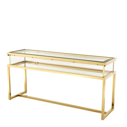 Console Table Harvey Sliding Top Gold Finish