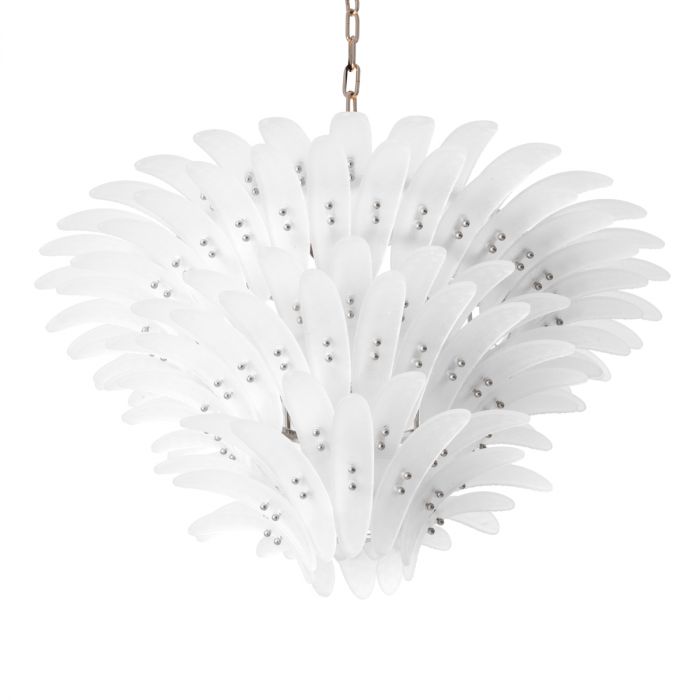 Chandelier Bel Air Large Frosted Glass Nickel Finish Ul