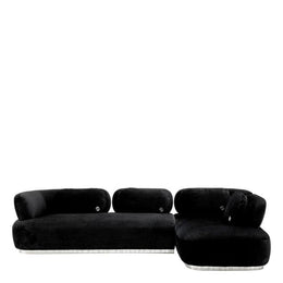 Sofa Signature Lounge Quilted Velvet Nickel Finish Black