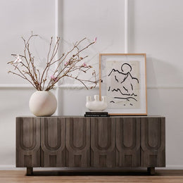 Rivka Media Console-Aged Grey by Four Hands