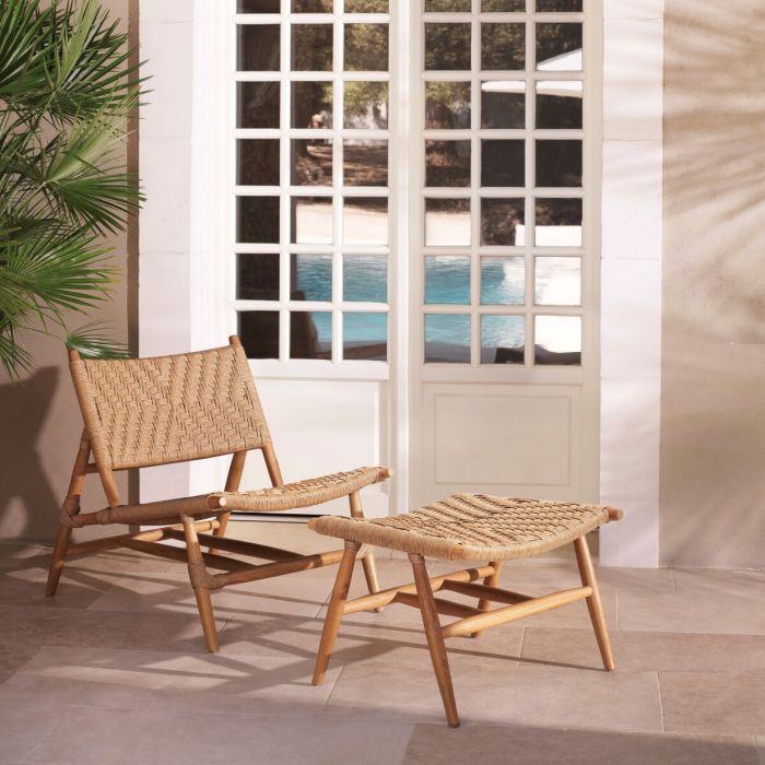 Outdoor Chair And Foot Stool Laroc Natural Teak