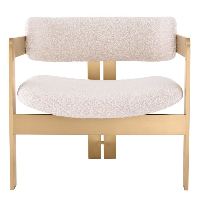 Chair Donato Brushed Brass Finish Bouclé Cream