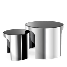 Side Table Piemonte Polished Stainless Steel Set Of 2