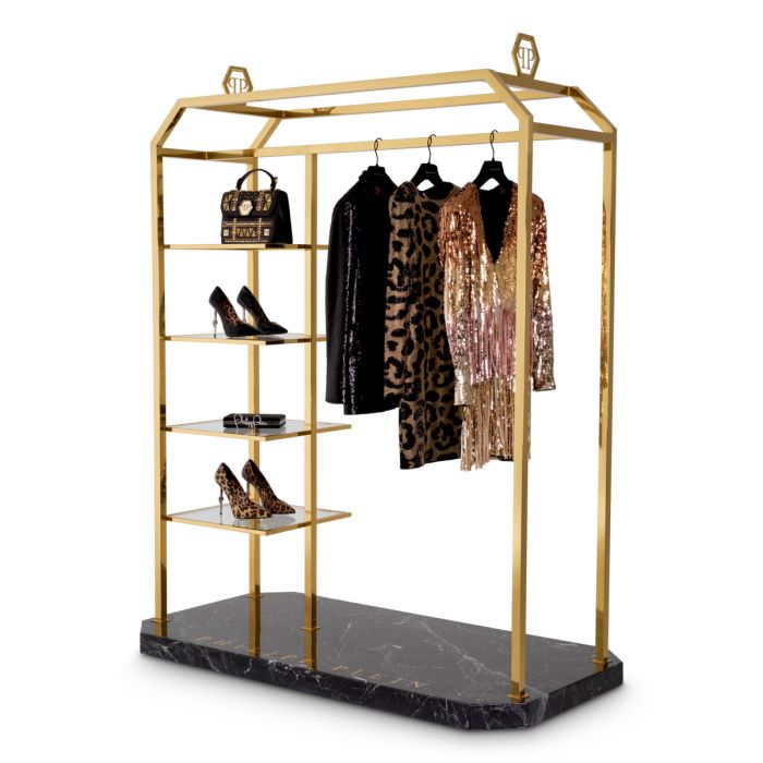 Clothing Stand Couture Gold Finish Faux Marble Black