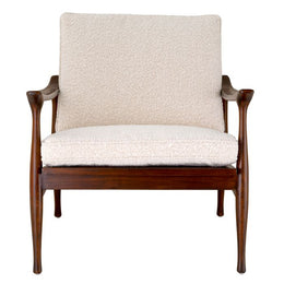 Chair Manzo Classic Brown Finish BouclÃ© Cream Including Cushions