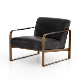 Jules Leather Chair-Rialto Ebony by Four Hands