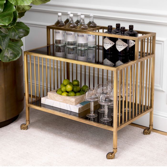 Trolley Rutherford Vintage Brass Finish Smoke Glass