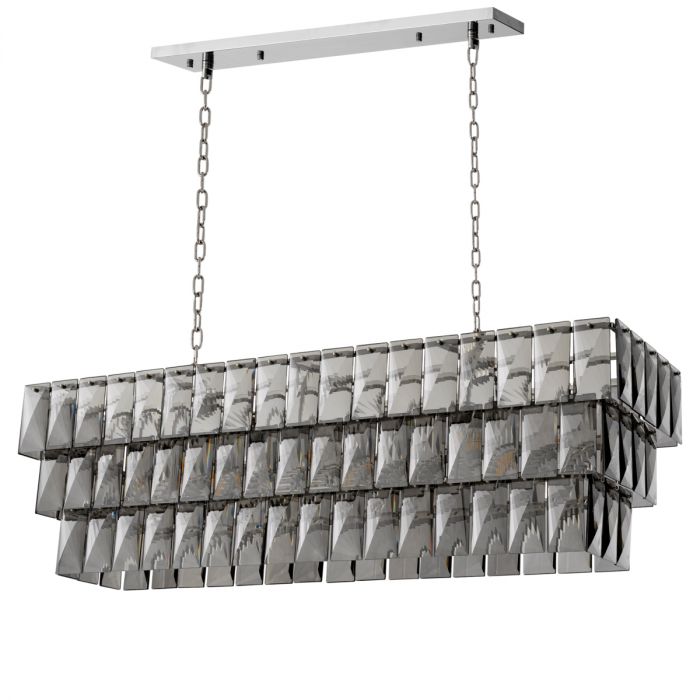 Chandelier Amazone Rectangular Including Smoke Crystal Glass