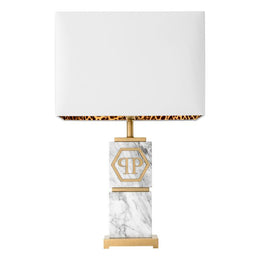 Table Lamp King White Marble Including Shade