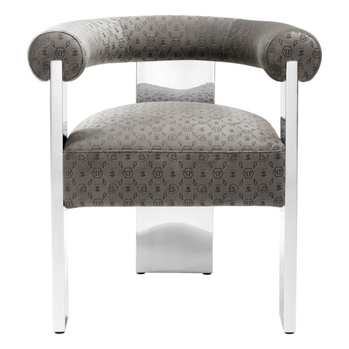 Dining Chair Icon Grey Velvet Nickel Finish