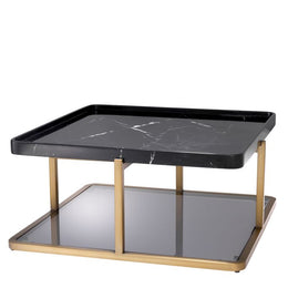 Coffee Table Grant Br Brass Finish Black Marble