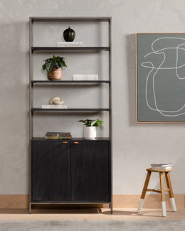 Trey Modular Wide Bookcase-Black Wash by Four Hands