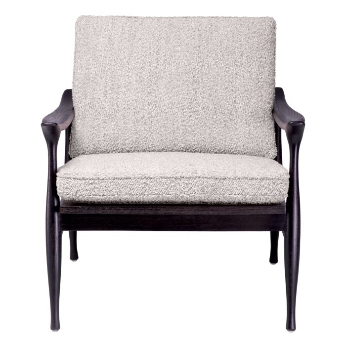 Chair Manzo Classic Black Finish BouclÃ© Grey Including Cushions