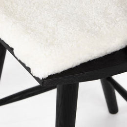 Lewis Windsor Stool with Cushion-Bl-Counter, Cream Shorn Sheepskin by Four Hands