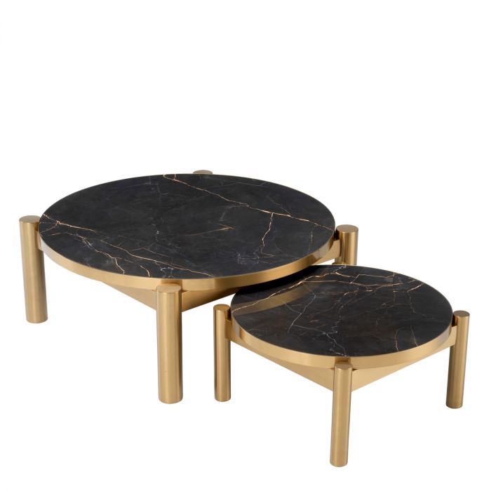 Coffee Table Quest Brushed Brass Finish Set Of 2