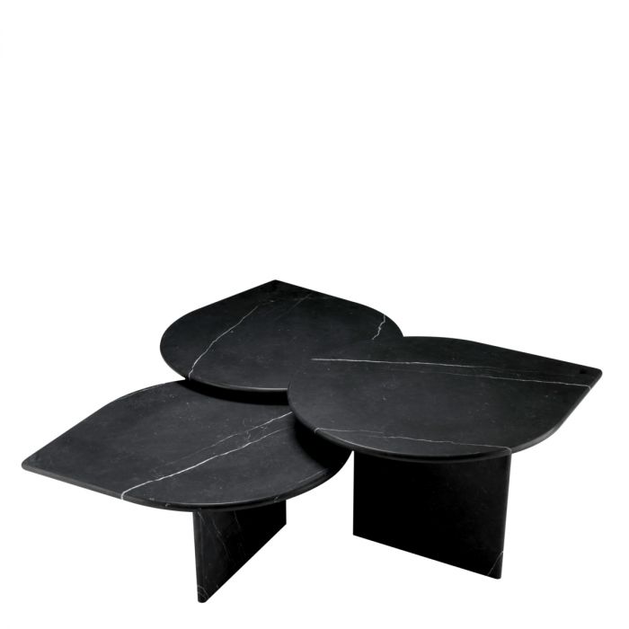 Coffee Table Naples Honed Black Marble Set Of 3