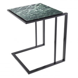 Side Table Cocktail Bronze Finish Green Marble