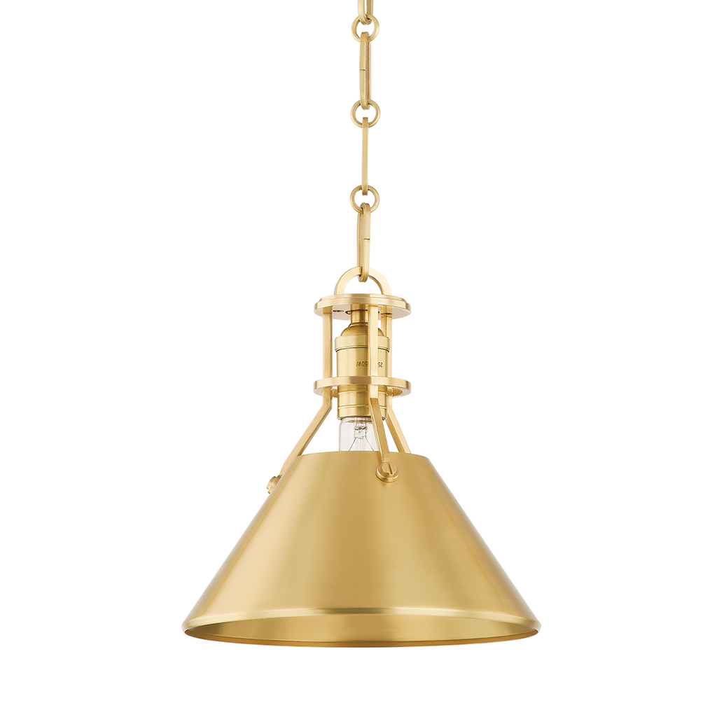 Metal No. 2 1 Light Pendant - Aged Brass 9.25"