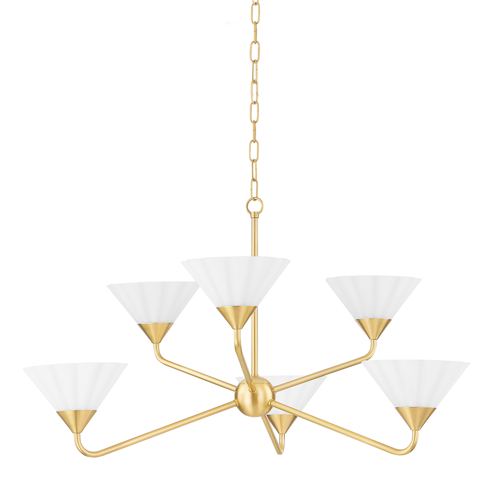 Kelsey 6 Light Chandelier - Aged Brass