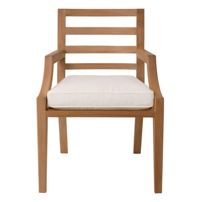 Outdoor Dining Chair Hera Natural Teak Flores Off-White