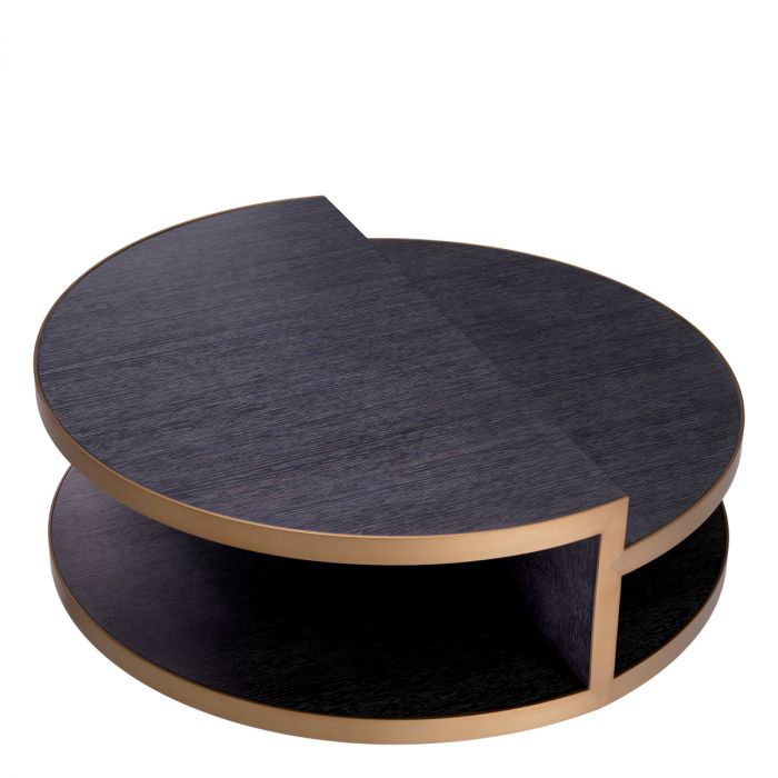 Coffee Table Nilo Charcoal Grey Oak Veneer Brushed Brass Finish