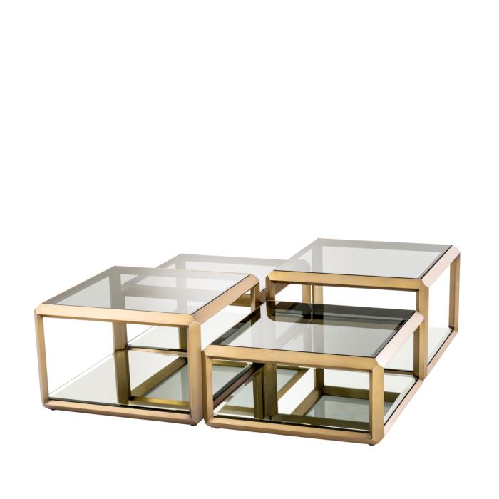 Coffee Table Callum Brushed Brass Finish Set Of 4