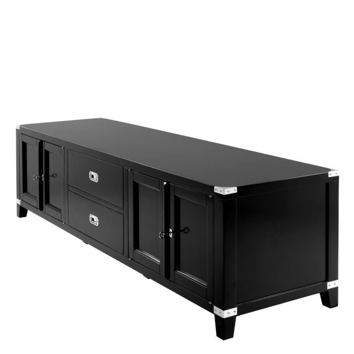 TV Cabinet Military Waxed Black Finish