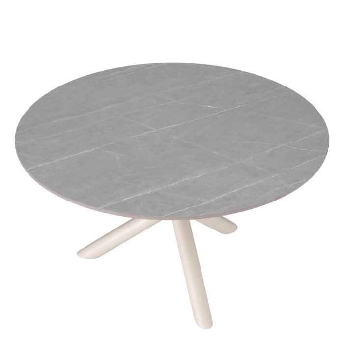 Outdoor Dining Table Nassau Round Light Grey Ceramic