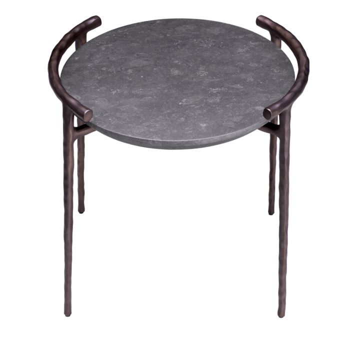 Side Table Arca Grey Marble Bronze Finish