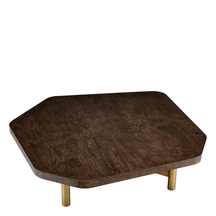 Coffee Table Oracle Maple Veneer High Gloss Brushed Brass Finish